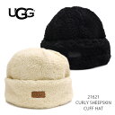 アグ ニット帽 レディース 【UGG/アグ】正規品 21621 CURLY SHEEPSKIN CUFF HAT シープスキン カフ ハット ボア ロゴ ビーニー ニット帽 レディース プレゼント ギフト もこもこ【ネコポス発送】