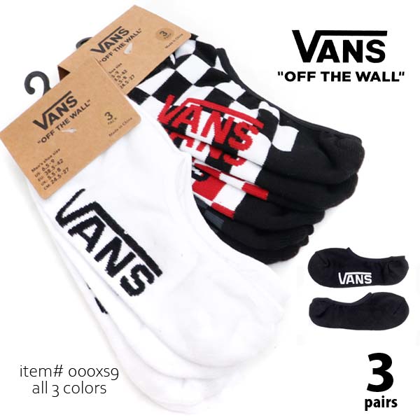 バンズ【VANS】靴下 3足セット くるぶし丈 スニーカーソックス アンクルソックス VN000XS9/XTT WHITE BLACK RED-WHITE CHECK チェック 白 メンズ レディース ロゴ スポーツ ユニセックス【ネコポス発送可】