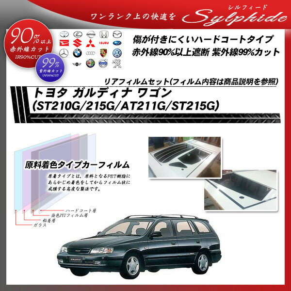 トヨタ ガルディナ ワゴン (ST210G/215G/AT211G/ST215G) シルフィード リアセット カット済みカーフィルム UVカット スモーク 2