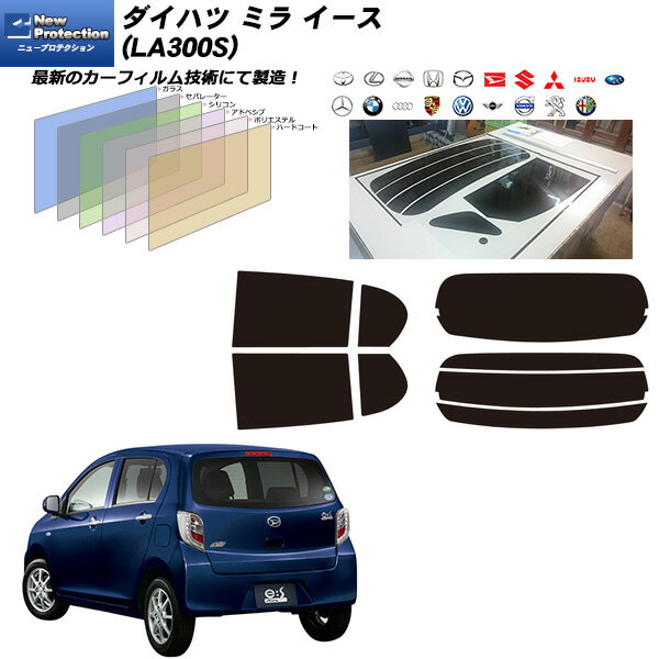 ダイハツ ミラ イース (LA300S) ニュープロテクション 熱整形一枚貼りあり リアセット カット済みカーフィルム UVカット スモーク