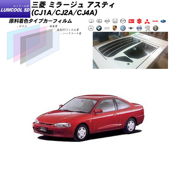 三菱 ミラージュ アスティ (CJ1A/CJ2A/CJ4A) ルミクールSD リアセット カット済みカーフィルム UVカット スモーク
