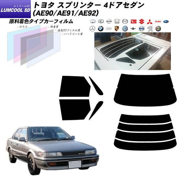 トヨタ スプリンター 4ドアセダン (AE90/AE91/AE92) ルミクールSD リアセット カット済みカーフィルム UVカット スモーク