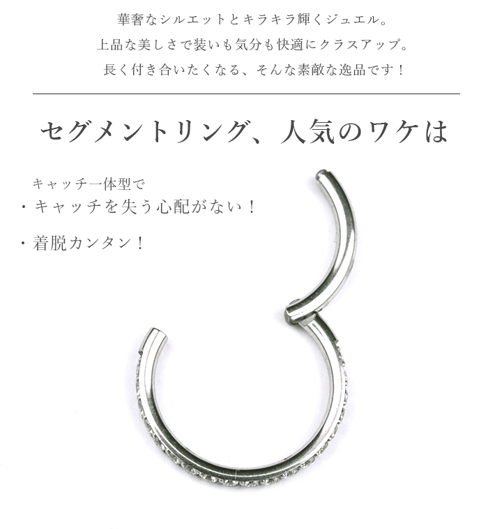 1/16までポイント10倍 楽天1位 リングピアス 16g 18g セグメントリング 耳たぶ リング ピアス かわいい シルバー ゴールド ブラック ピンクゴールド ボディピアス 医療用 ステンレス