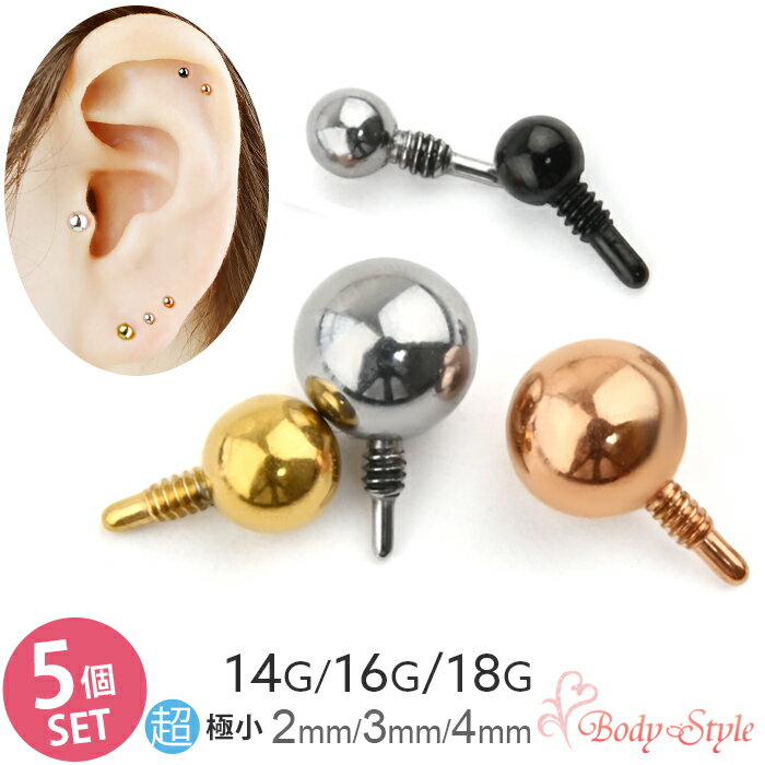 キャッチのみ 5個セット ボディピアス キャッチ パーツ ボール 14G 16G 18G 2mm 3mm 4mm インターナル ネジ山 金属アレルギー対応 医療用 サージカルステンレス 極小 カスタマイズ 仕事用 シルバー