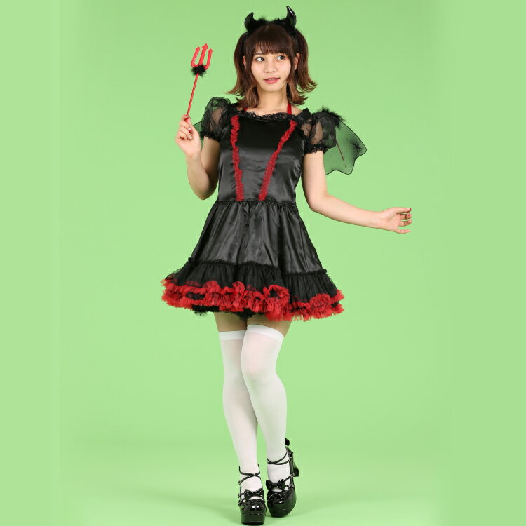 ハロウィン コスプレ 悪魔 L〜 セクシー こすぷれ パーティー ライブ 仮装 結婚式 余興 衣装 ハロウィンコスチューム ハロウィンコスプレ コスプレ衣装 あす楽 可愛い デビル コスチューム おすすめ 大きいサイズ 4点セット ワンピース