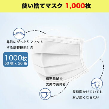 【4/24以降に発送】 マスク 1000枚 使い捨て マスク 使い捨てマスク 在庫あり 箱 マスク 男女兼用 大人 立体 伸縮性 ウィルス飛沫 花粉 防寒 PM2.5 ハウスダスト 風邪 対策 耳が痛くならない 在庫あり