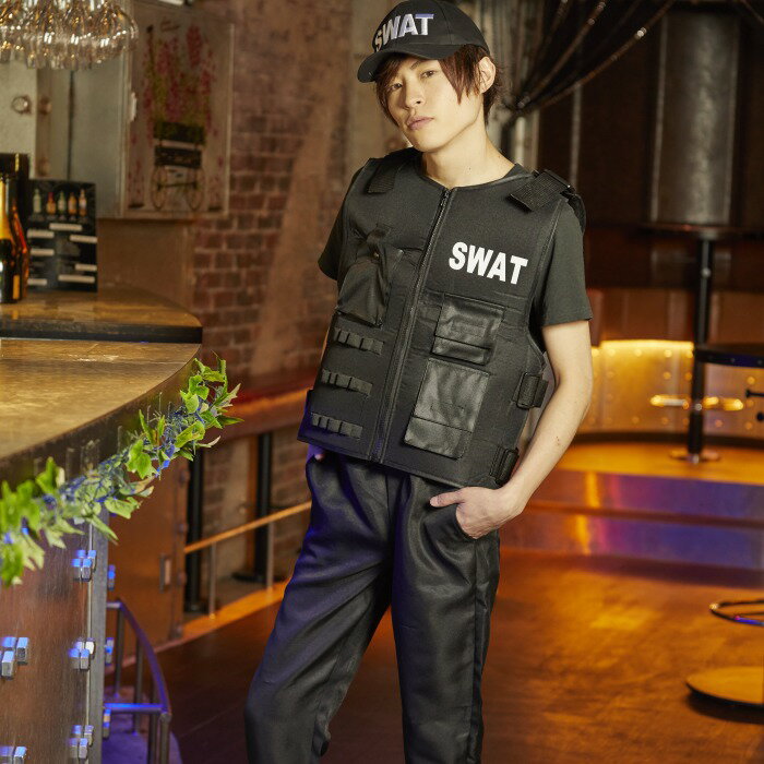 ハロウィン コスプレ コスチューム 仮装 ポリス 警官 警察官 ベスト ベルト パンツ 帽子 メンズ SWAT GUY ハロウィンコスチューム ハロウィンコスプレ 男性 コスプレ衣装 あす楽 衣装 なりきり おすすめ セット こすぷれ コス