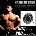 BODYMAKER（ボディメーカー）ハンマートーンバーベル 50kgセット シャフト200cm ダンベル バーベル ベンチプレス 筋トレ トレーニング器具 可変式ダンベル 2個セット プレート ダンベルプレート インクラインベンチ 25kg 2個 ダンベル50Kg