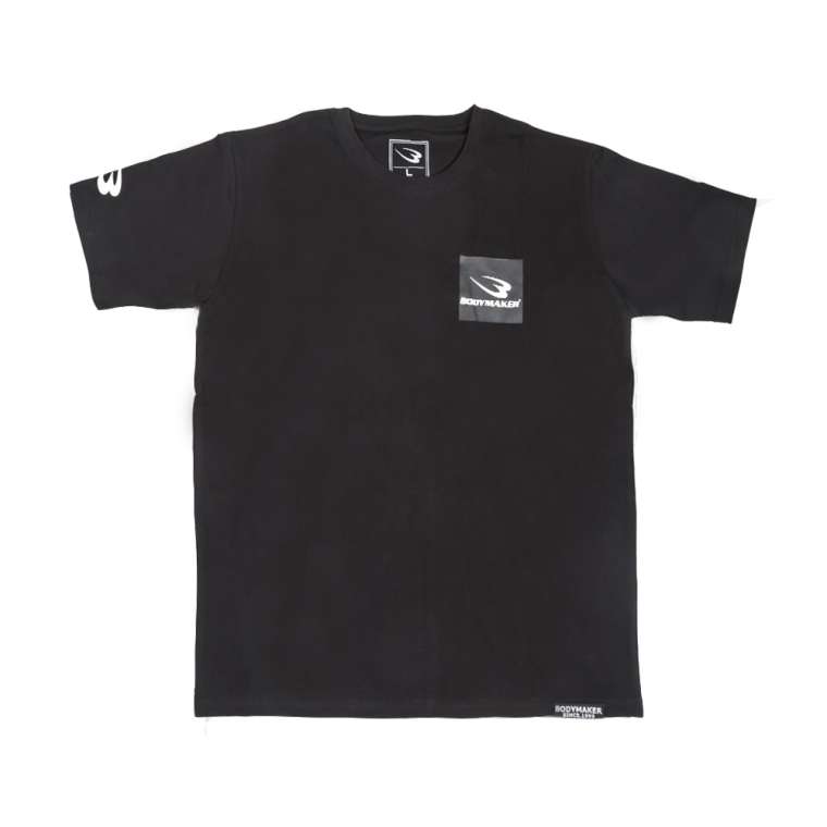 BODYMAKER プリントTシャツ2 L ブラック BODYMAKER ボディメーカー BODYMAKER プリントTシャツ 半袖 ハーフスリーブ スクエアプリント ロゴT 立体Bロゴ バックプリント 綿100 コットン100