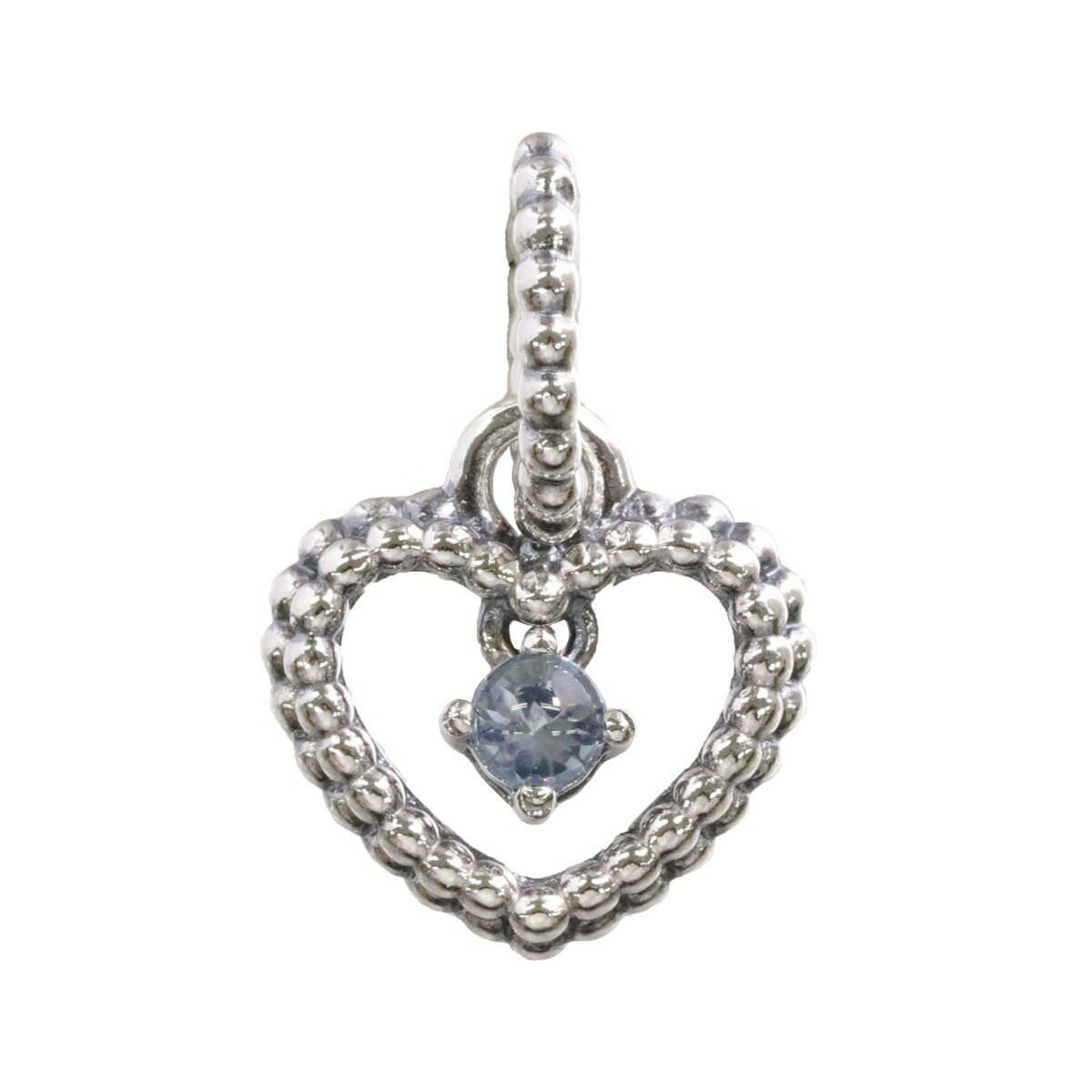 PANDORA パンドラ チャーム Aqua Blue Beaded Heart Dangle 798854C01