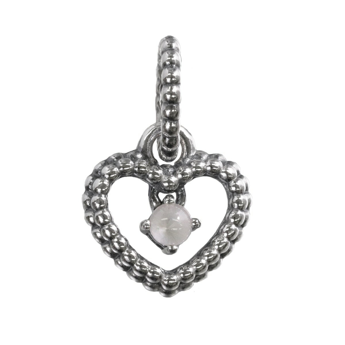 PANDORA パンドラ チャーム Milky White Beaded Heart Dangle 798854C04