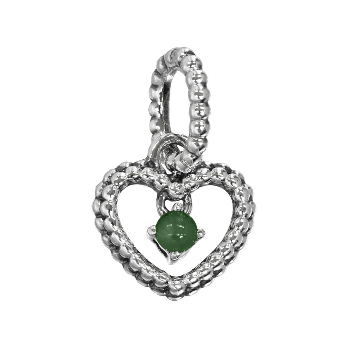PANDORA パンドラ チャーム Rainforest Green Beaded Heart Dangle Charm 798854C05