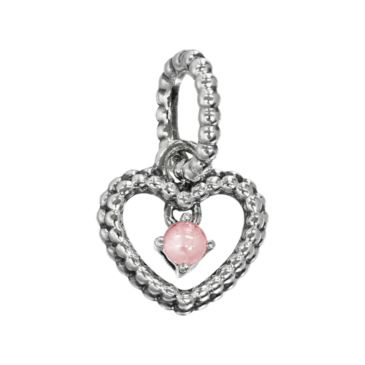 PANDORA パンドラ チャーム Misty Rose Beaded Heart Dangle Charm 798854C06