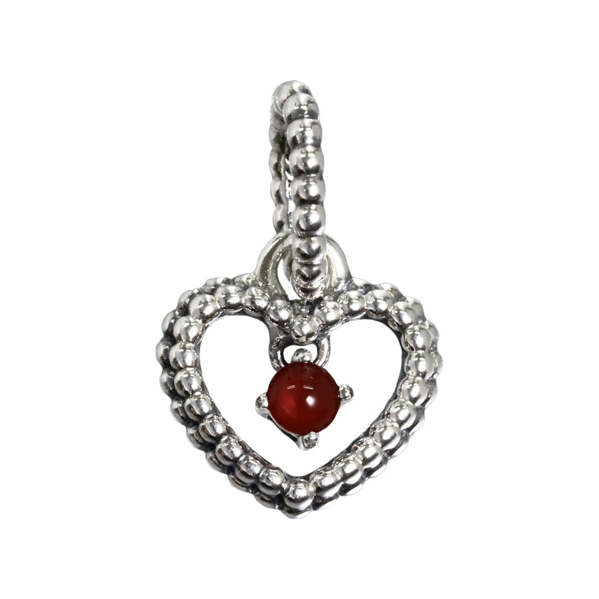 PANDORA パンドラ チャーム Dark Red Beaded Heart Dangle Charm 798854C08