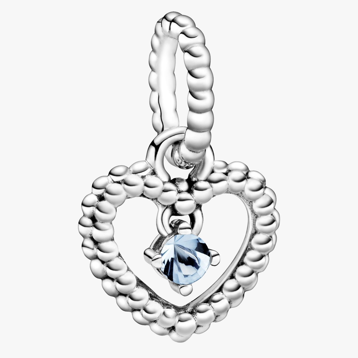 PANDORA パンドラ チャーム Aqua Blue Beaded Heart Dangle 798854C01