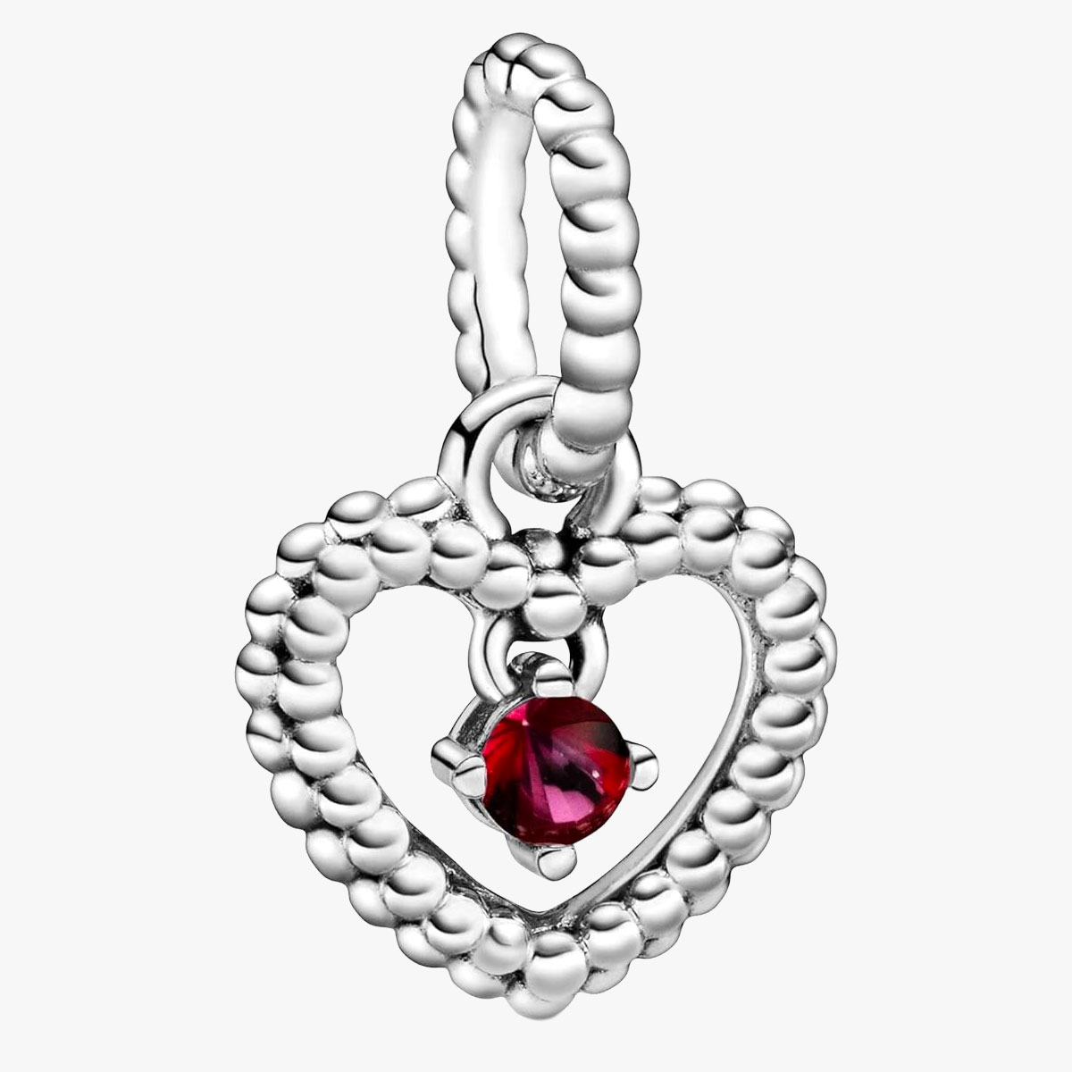 パンドラ PANDORA チャーム Blazing Red Beaded Heart Dangle Charm 798854C02