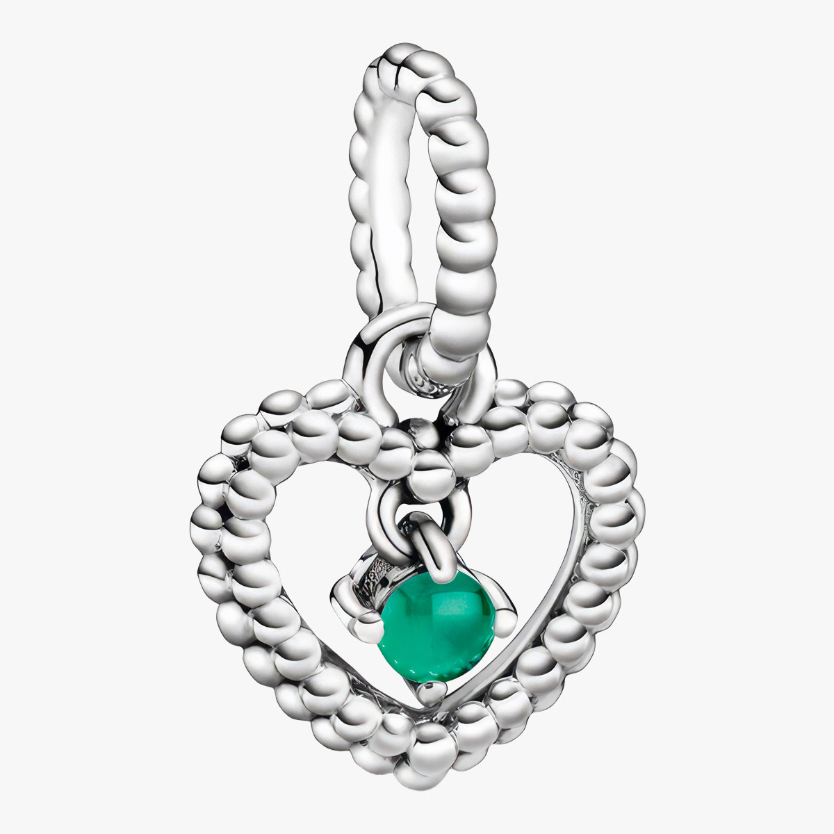 PANDORA パンドラ チャーム Rainforest Green Beaded Heart Dangle Charm 798854C05