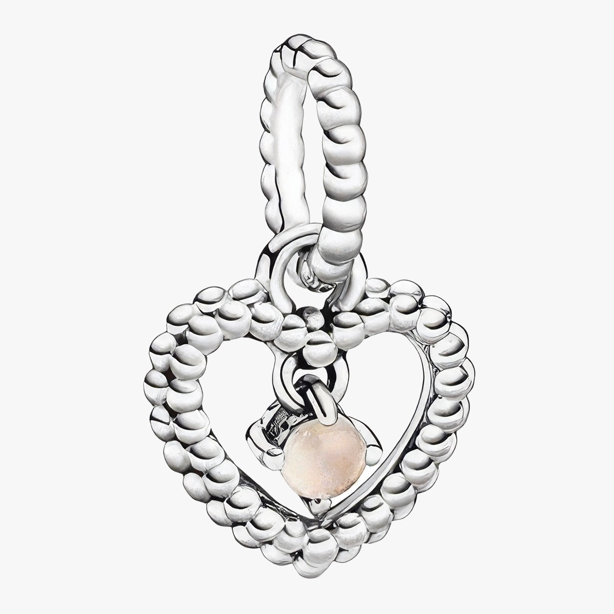 PANDORA パンドラ チャーム Misty Rose Beaded Heart Dangle Charm 798854C06