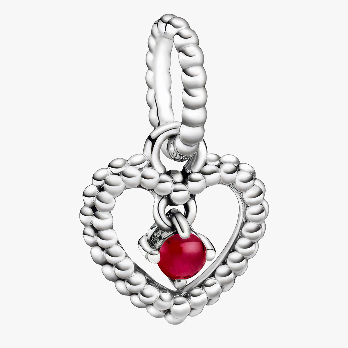 PANDORA パンドラ チャーム Dark Red Beaded Heart Dangle Charm 798854C08