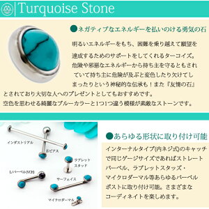 16G14Gターコイズ人生の旅を守り、幸運をもたらす石インターナルラブレットトラガスへリックスボディピアス【BodyWell】