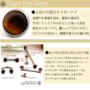 14Gタイガーアイ仕事運を高めてくれる成功の石天然石ピアス金属アレルギー対応チタンピアスインターナルラブレットスタッズトラガスへリックス軟骨ピアスボディピアス