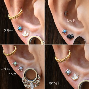 挿すだけ装着プッシュピン18G16G14G全5色神秘的オパールチタンピアス金属アレルギー対応ラブレットスタッズボディピアス