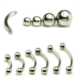 バナナバーベル 14G スタンダード アイブローピアス ステンレスピアス へそピアス ロック ボディピアス