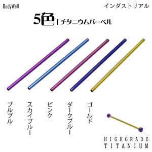アレルギーフリー14G用※バーベルのみ※SOLID-TIハイグレードチタンインターナルロングバーベルインダストリアルボディピアス【BodyWell】