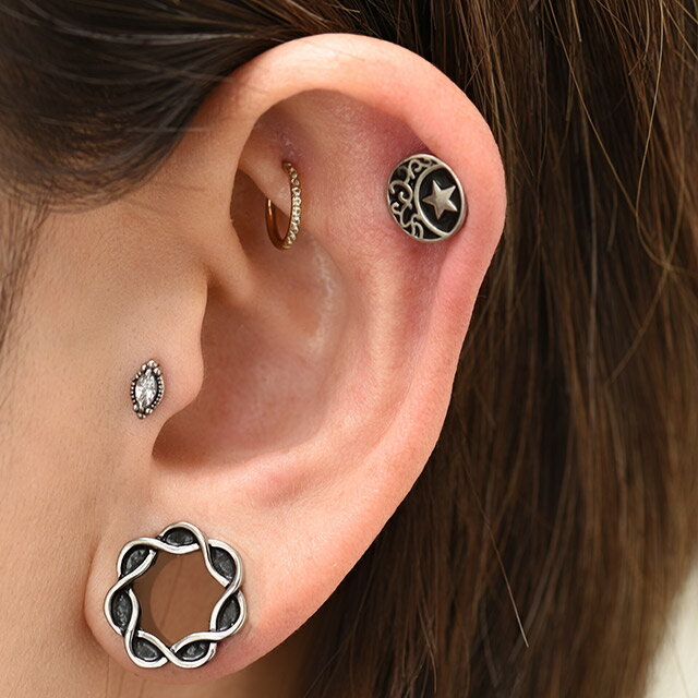 ロブ 軟骨ピアス ボディピアス 16G ハート 十字架 三日月 星 ストレートピアス ステンレスピアス ボディピアス専門店 つけっぱなし