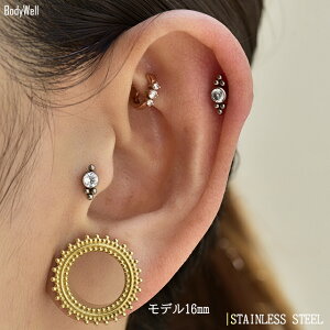 2G0GゴールドAFGHANアフガンデザインシングルフレアボディピアス【BodyWell】