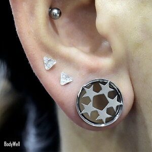 ★早い者勝ち★00Gファイブスターダブルフレアボディピアス【BodyWell】