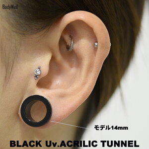 14mm16mm17mm18mm19mmブラックアクリルUVフレッシュトンネルホールボディピアスBodyWell