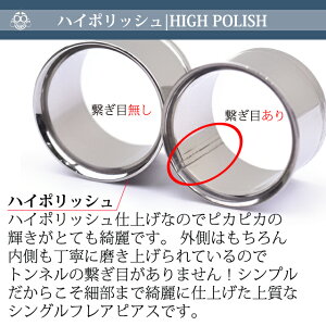 7mm0G9mm00Gシングルフレアアイレットハイポリッシュステンレス316Lトンネルピアスホールピアスボディピアス【BodyWell】