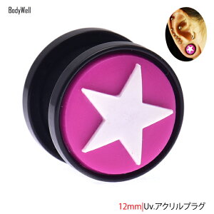 00G000G(12mm)ホワイトスタープラグピアスボディーピアス(ボディピアス)【BodyWell】