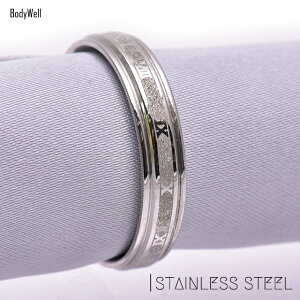 ローマ数字ステンレスリング指輪メンズレディースステンレスアクセサリーペアアクセサリーペアリング結婚金属アレルギー対応