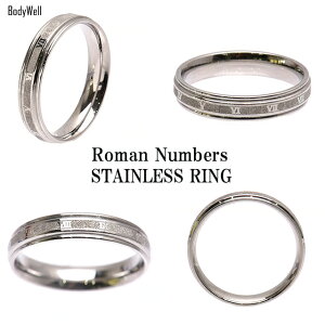 ローマ数字ステンレスリング指輪メンズレディースステンレスアクセサリーペアアクセサリーペアリング結婚金属アレルギー対応