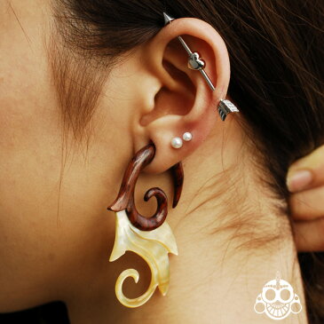 ★早い者勝ち★ 6G Mother Ocean ウッド&シェル フックピアス ボデイピアス 【BodyWell】