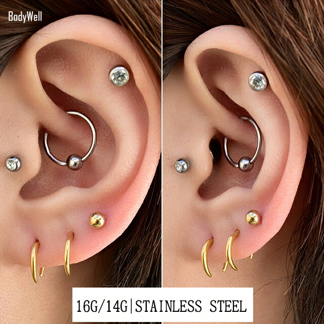 16G 14G ゴールド シンプル CLAW セプタムピアス フックピアス ロブ 軟骨ピアス ボディピアス