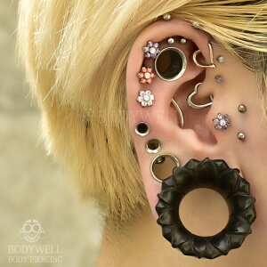 パカッとハート16G&12G2WAY可愛いハートクリッカーピアスボディピアス【BodyWell】