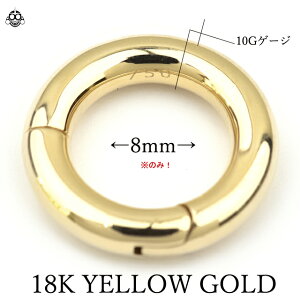 高品質10G18金イエローゴールド18K耐アレルギーセグメントリングピアスクリッカーリングピアスボディピアス【BodyWell】