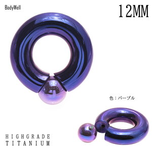 金属アレルギー対応ボディピアスリングピアス12mm(1/2")全5色アレルギーフリー高品質チタンホールに優しい付けやすいインターナルキャプティブリングピアス