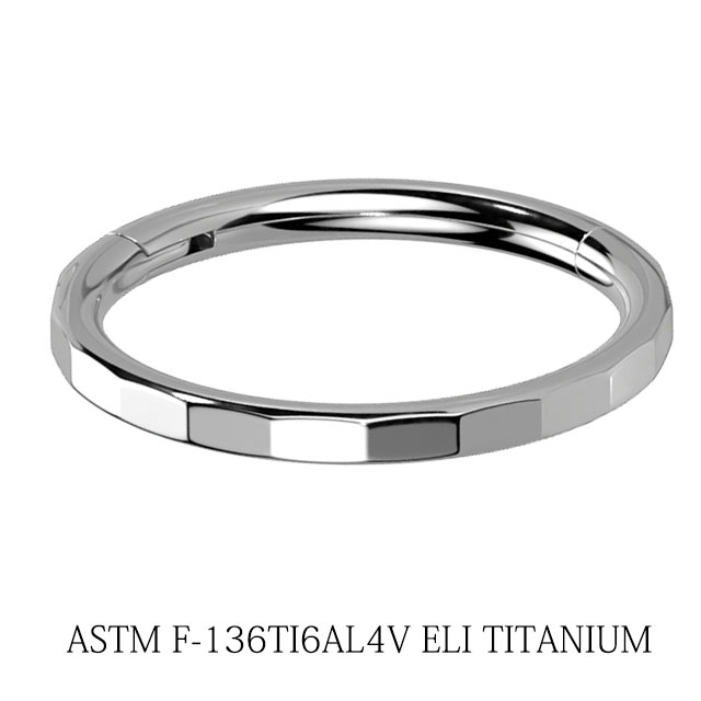 金属アレルギー対応 16G 面が美しい カット加工 ワンタッチで装着 セグメントリング クリッカー チタンピアス セプタム トラガス ロブ ボディピアス