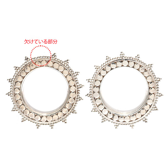 訳あり 拡張ピアス ペア販売 24mm バリネンス ドット SUN シルバーピアス ダブルフレア ラージピアス ボディピアス