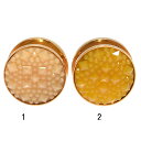 訳あり在庫1点 16mm 全2色 ベージュ&イエロー ゴールド トンネルピアス 拡張ピアス ステンレスピアス ボディピアス