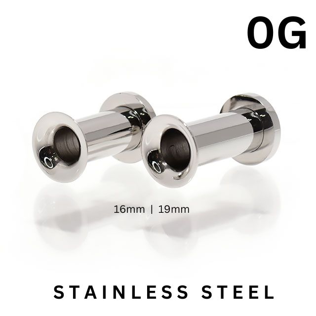 ボディピアス 0G 舌ピアス ラージホール スタンダード ロング フレッシュトンネル ステンレスピアス 拡張ピアス