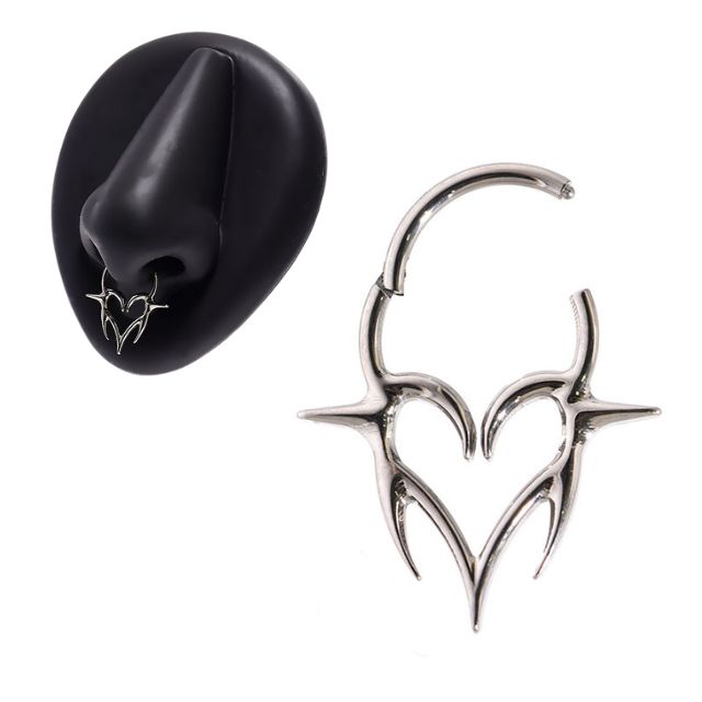 ボディピアス リング 軟骨ピアス 16G ワンタッチリング thorns Heart ハートピアス 金属アレルギー対応 チタンピアス セグメントリング ボディピ軟骨 ピアス なんこつぴあす Pierce リングピアス