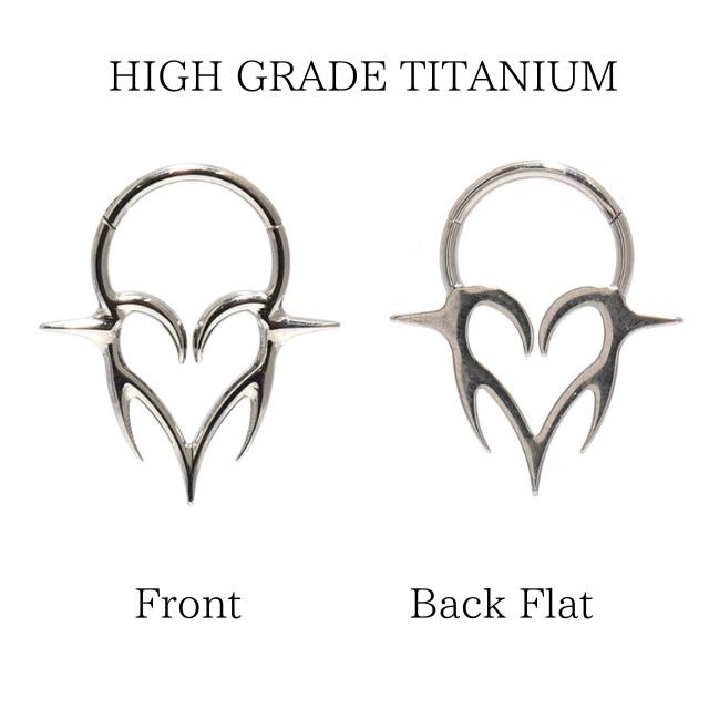 ボディピアス リング 軟骨ピアス 16G ワンタッチリング thorns Heart ハートピアス 金属アレルギー対応 チタンピアス セグメントリング ボディピ軟骨 ピアス なんこつぴあす Pierce リングピアス