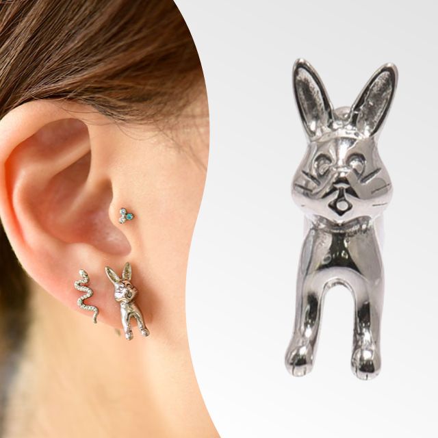 ボディピアス 16G うさぎ 金属アレルギー対応 ステンレスピアス ストレートピアス ボディピ軟骨 ピアス なんこつぴあす Pierce アニマルピアス
