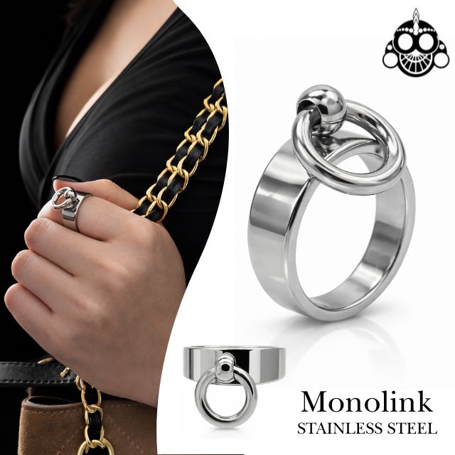 Rakuten - ステンレス 指輪 リングピアス Monolink ユニセックス デザインリング 金属アレルギー つけっぱなし サージカルステンレス