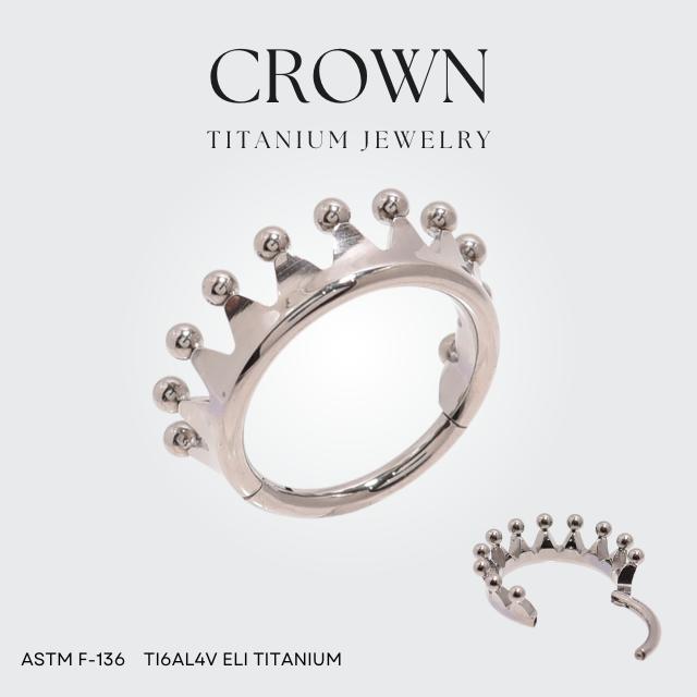 金属アレルギー対応 王冠ピアス ボディピアス 16G クリッカー 軟骨ピアス ワンタッチピアス つけっぱなし チタンピアス リングピアス へリックス インナーコンク